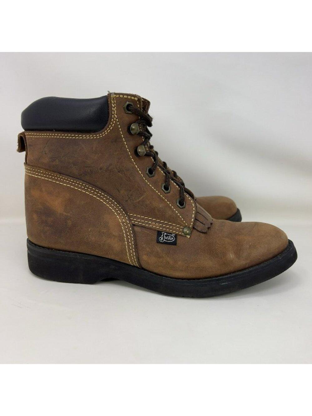 Justin Junior Kiltie Boots Brown Youth Size 5D / Women’s 6.5